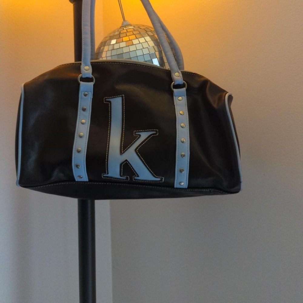 Black and Blue Handbag with Studded Straps